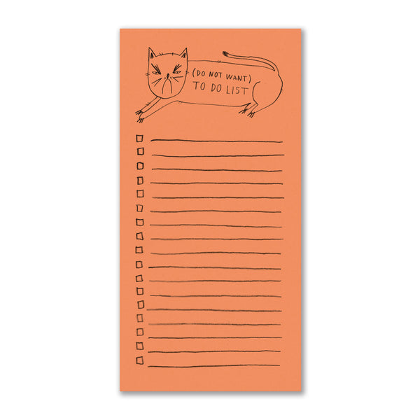 angry kitty on orange to do list notepad