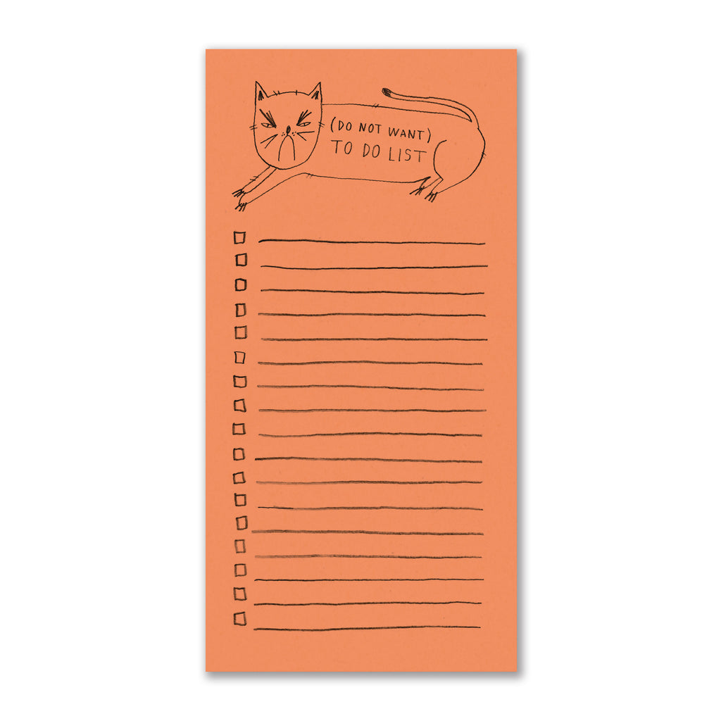 angry kitty on orange to do list notepad 