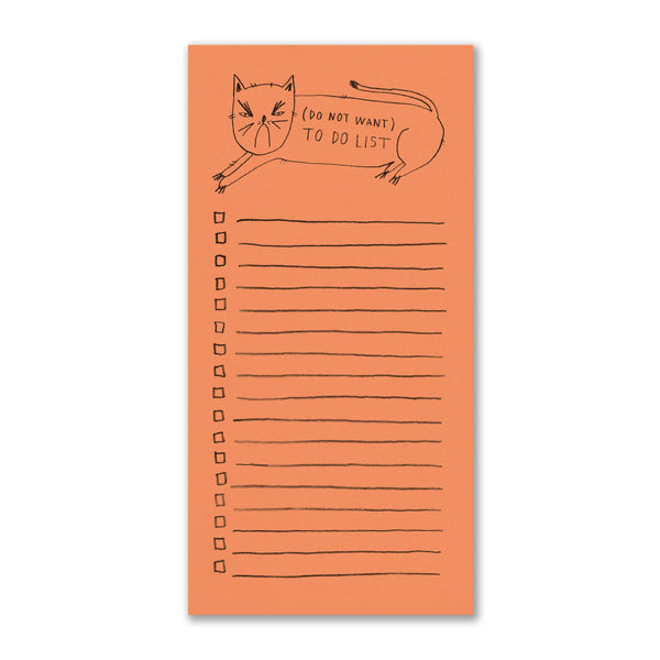 angry kitty on orange to do list notepad 
